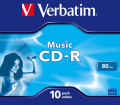 Verbatim 700mb Blank Cd - Cd r Audio 80min Verbatim Music Life Plus, Jewel Case 10 Pcs - 43365